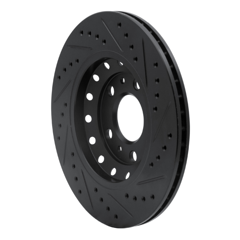 Audi A8 Brake Rotor (1) - Rear Left - R1 Concepts - Drilled & Slotted - Black - `04-`10